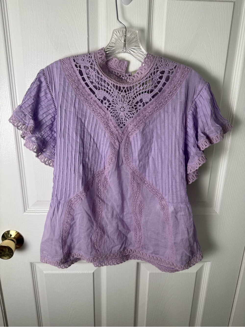 Farm Rio Lilac Lace Ruffled Blouse S - Picture 2 of 8